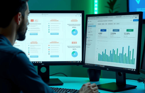 Marketing expert analyzing heatmap reports, A/B test results, and conversion rate metrics to optimize lead generation.