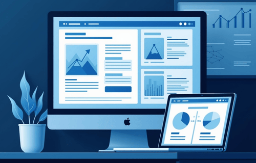 Web designer optimizing a landing page layout with call-to-action buttons, lead forms, and heatmap analytics on a screen