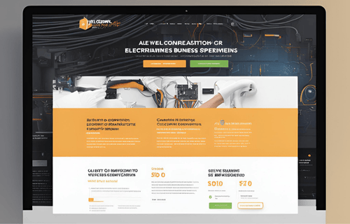 A modern electrician business website displayed on a desktop and mobile screen.
